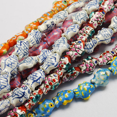 15mm Mixed Color Fish Porcelain Beads