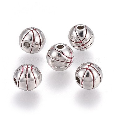 Real Platinum Plated Round Brass+Enamel Beads