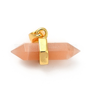 Natural Sunstone Double Terminal Pointed Pendants(G-P481-01G-01)-2