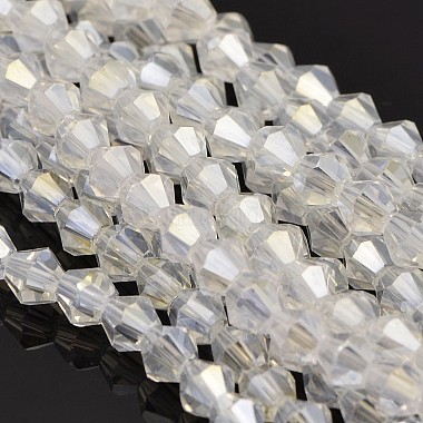 4mm GhostWhite Bicone Electroplate Glass Beads