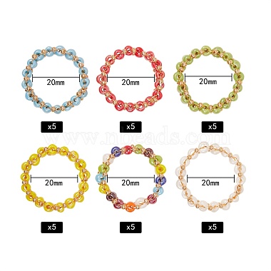 30Pcs 6 Colors Round Glass Seed Beaded Finger Rings(RJEW-SZ0001-01)-2