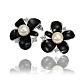 Flower Real Platinum Plated Tin Alloy Rhinestone Pearl Enamel Ear Studs For Women(EJEW-BB13560)-6