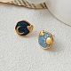 Flat Round with Moon & Star Pattern Alloy Enamel Stud Earrings(FS-WGC3916-01)-2