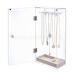 Rotatable Acrylic Necklace Hanging Organizer Storage Boxes, Dust-Proof Rotatable Display Case for Pendant Necklaces, Rectangle, Clear, 15.6x8.3~9.8x31.9cm(ODIS-WH0079-025)