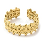 304 Stainless Steel Open Cuff Rings, Round Beaded, Golden, Inner Diameter: 17.6mm(RJEW-K245-68G)