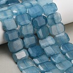 Natural White Jade Beads Strands, Rectangle, Faceted, Sky Blue, 15x20x6mm, Hole: 1.5mm, about 25pcs/strand, 14.96 inch(38cm)(G-C285-A01-01)