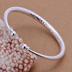 Brass Torque Bangles Cuff Bangles For Women, Silver Color Plated, 60mm(BJEW-BB12407)