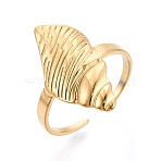 Adjustable Ion Plating(IP) Adjustable 304 Stainless Steel Cuff Open Rings for Women, Conch Shape, Real 18K Gold Plated, 22.5mm, Inner Diameter: 18mm(RJEW-N052-23G)