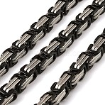 304 Stainless Steel Byzantine Chains, Soldered, without Spool/Card Paper, Stainless Steel Color, Black, 21x10x10mm(SA-E001-20BP-A)