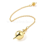 Brass Dowsing Pendulum Big Pointed Round Pendants, with Lobster Claw Clasps and Chain, Rack Plating, Golden, 230mm, Hole: 1.6mm(KK-H491-03G)