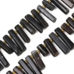 Natural Tektite Beads Strands, Column, 11~36x6.5~7mm, Hole: 1~1.2mm, about 40~42pcs/strand, 15.35~15.75''(39~40cm)(G-F829-A08-01)