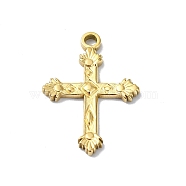 Ion Plating(IP) 304 Stainless Steel Pendants, Real 18K Gold Plated, Cross, 25x18x2mm, Hole: 2mm(STAS-B058-17G-01)