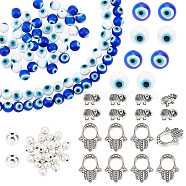 PandaHall Elite DIY Evil Eye Beads Making Finding Kit, Including Lampwork Round Beads, Alloy Beads & Bead Frame, Mixed Color, Evil Eye Beads: 98pcs/box(DIY-PH0006-35)