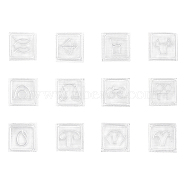 Acrylic Stamps, Square with Twelve Constellations, Constellation Pattern, 23x23x14.5mm, 12pcs/set(AJEW-WH0019-49)