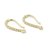 Brass Earring Hooks, Ear Wire with Horizontal Loop, Real 14K Gold Plated, 21 Gauge, 17x9x1.4mm, Hole: 1.2mm, Pin: 0.7mm(KK-Q793-15G)