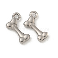 Non-Tarnish 304 Stainless Steel Pendants, Dog Bone Charm, Stainless Steel Color, 15x9.5x2.5mm, Hole: 1.8mm(STAS-N103-151P)