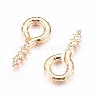 Iron Screw Eye Pin Peg Bails, For Half Drilled Beads, Light Gold, 8x4x1mm, Hole: 2mm(IFIN-K038-06-03LG)