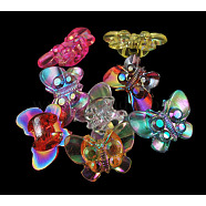 Kawaii Kid's Garment Accessories Transparent AB Color Acrylic Butterfly Sewing Shank Buttons, Mixed Color, about 15.5mm long, about 21.5mm wide, 9mm thick, hole: 3mm(X-PCA195Y)