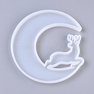 DIY Silicone Molds, Resin Casting Molds, for UV Resin, Epoxy Resin Jewelry Making, Moon with Deer, White, 131x125x10mm(DIY-WH0161-74)