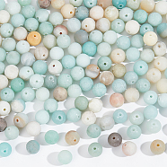 4 Strands Natural Flower Amazonite Beads Strands, Frosted, Round, 8mm, Hole: 1mm, about 48pcs/strand, 15.9 inch(40.5cm)(G-NB0005-09B)