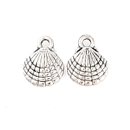 Tibetan Style Alloy Charms, Cadmium Free & Lead Free, Shell, Antique Silver, 13x10x3.5mm, Hole: 2mm(X-TIBEP-R304-105AS-LF)