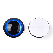 Glass Cabochons, Half Round with Eye, Blue, 20x6.5mm(GGLA-T004-04W)