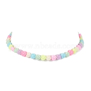Acrylic Beaded Kids Necklaces, Heart, Colorful, 13.54 inch(34.4cm)(NJEW-JN04708-01)