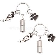 2Pcs Alloy Enamel Keychain, with 304 Stainless Steel Split Key Rings & Pendants and Tibetan Style Alloy Pendants, Black, 6.2cm(KEYC-NB0001-27)