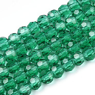 Transparent Glass Beads Strands, Faceted(32 Facets), Round, Sea Green, 3~3.5mm, Hole: 0.6mm, about 174~175pcs/strand, 21.18~21.34 inch(53.8~54.2cm)(EGLA-A035-T3mm-D18)