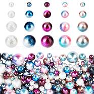 PandaHall Elite 1575Pcs 5 Colors Acrylic Imitation Pearl Beads, Gradient Mermaid Pearl Beads, No Hole, Round, Mixed Color, 1575pcs/bag(OACR-PH0001-73)