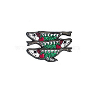 Animal Skeleton Safety Brooch Pin, Alloy Enamel Badge for Suit Shirt Collar, Fish, 23x36mm(JEWB-PW0001-001A)