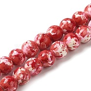 Synthetic Turquoise Dyed Camouflage Beads Strands, Fuel Injection Effect, Round, Crimson, 8mm, Hole: 1.2mm, about 51pcs/strand, 14.76''(37.5cm)(G-E594-24L-A)