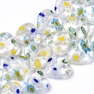 Handmade Millefiori Lampwork Beads Strands, Heart, White, 11~12x12x4~5mm, Hole: 1mm, about 32~33pcs/strand, 12.72 inch~13.78 inch(32.3~35cm)(LAMP-N023-001K)