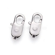 304 Stainless Steel Lobster Claw Clasps, Stainless Steel Color, 18x8.5x3.5mm, Hole: 1.5mm(STAS-I100-21P)