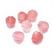 Autumn Theme Cherry Quartz Glass Beads, Pumpkin, 10~11.5x9~10mm, Hole: 1.2mm(G-F637-02F)