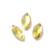 Glass Rhinestone Cabochons, Point Back & Back Plated, Faceted, Horse Eye, Citrine, 10x5x3mm(RGLA-P037-09B-D226)