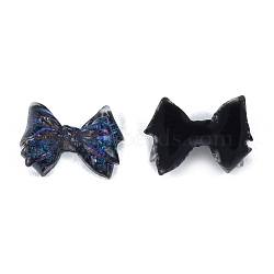 Resin Cabochons, with Glitter Powder, Bowknot, Prussian Blue, 7.5~8x10.5x3mm(CRES-N030-003-D01)