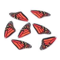 Spring and summer series Acrylic Pendants, for Earring Making, Butterfly Wing, Red, 39.5x19.5x2mm, Hole: 1.6mm(MACR-C011-15)
