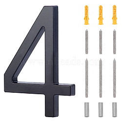 Zinc Alloy House Number, with Iron Screw, Plastic Accessories, Wall Decorations, Num.4, 145x110x12.5mm(FIND-WH0064-99-4)