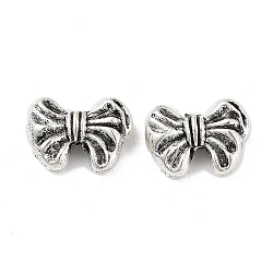 Tibetan Style Alloy Bead, Bowknot, Antique Silver, 9.5x13x4.5mm, Hole: 1.5mm, 384pcs/500g(PALLOY-H134-03AS)