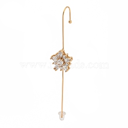 Rhinestone Stud Earring, Light Gold Zinc Alloy Ear Wrap Crawler Hook Earrings Earcuffs, Flower, 69.5x13mm(EJEW-G378-01E)
