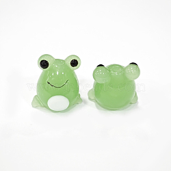 Handmade Lampwork Beads, Frog, Green, 14~16x14~16mm, Hole: 2mm(LAMP-A002-B02)