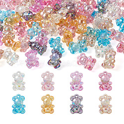 80Pcs 8 Colors Transparent Acrylic Pendants, AB Color Plated, Bear, Mixed Color, 20x13.5x10.5mm, Hole: 1.4mm, 10pcs/color(MACR-PJ0001-07)