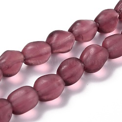 Handmade Lampwork Beads Strands, Frosted Nuggets, Old Rose, 10x7.5~8x8mm, Hole: 1.2mm, about 40pcs/strand, 15.35 inch(39cm)(LAMP-I022-28E)