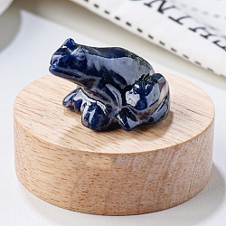 Natural Sodalite Carved Healing Frog Figurines, Reiki Energy Stone Display Decorations, 37x32x25mm(PW-WG28161-07)