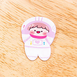 Astronaut Girl Brooch Pin, Acrylic Lapel Pin for Backpack Clothes, White, Pink, 33x24x7mm(JEWB-TAC0002-63)