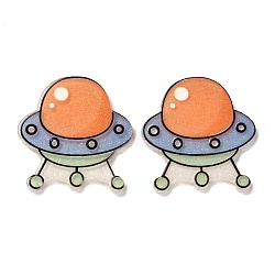 Cartoon Acrylic Cabochons, Flying Saucer, Orange, 27x26x2mm(MACR-P021-B08)