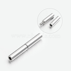 304 Stainless Steel Bayonet Clasps, Column, Stainless Steel Color, 21x2.5mm, Hole: 1.5mm(STAS-L134-01)