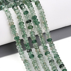 Natural Green Strawberry Quartz Beads Strands, Faceted, Rondelle, 3.5~4x2~2.5mm, Hole: 0.7~1mm, about 161~170pcs/strand, 14.69~15.35''(37.3~39cm)(G-T141-40)