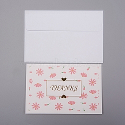 Envelope and Floral Pattern Thank You Cards Sets, for Mother's Day Valentine's Day Birthday Thanksgiving Day, Pink, 9.1x13.6x0.03cm, 16.9x12.8x0.06cm, 2pcs/set(DIY-WH0161-23E)